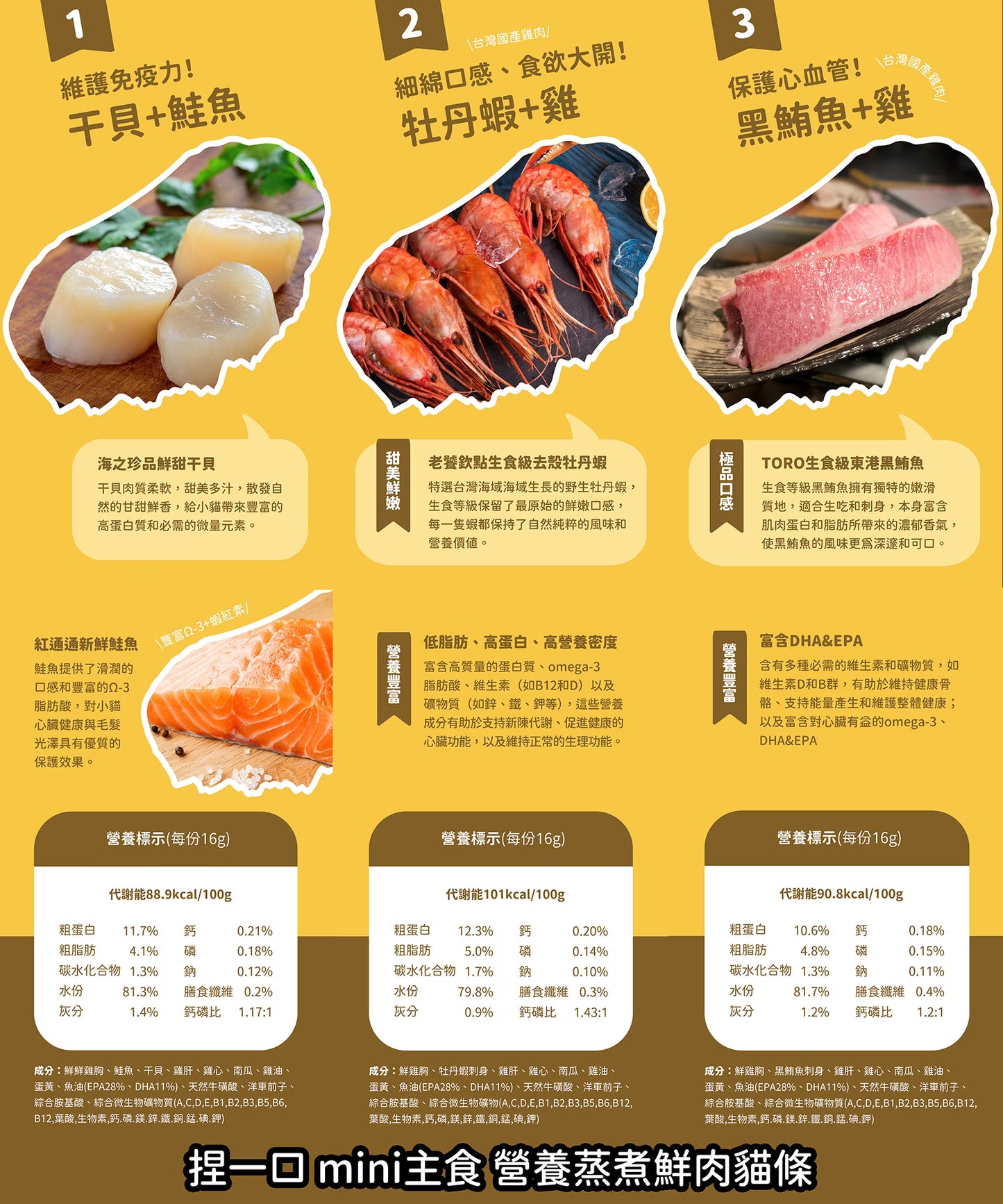 貓有話說｜天然牛磺酸｜捏一口｜Mini主食蒸煮鮮肉泥【下單全系列13包送滴滴主食餐包1包】