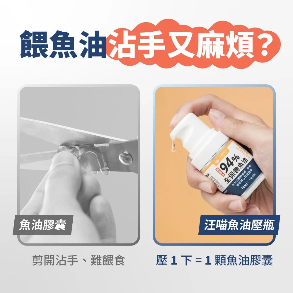 【汪喵星球 DogCatStar】94%高濃度Omega-3魚油壓瓶 50ml/瓶